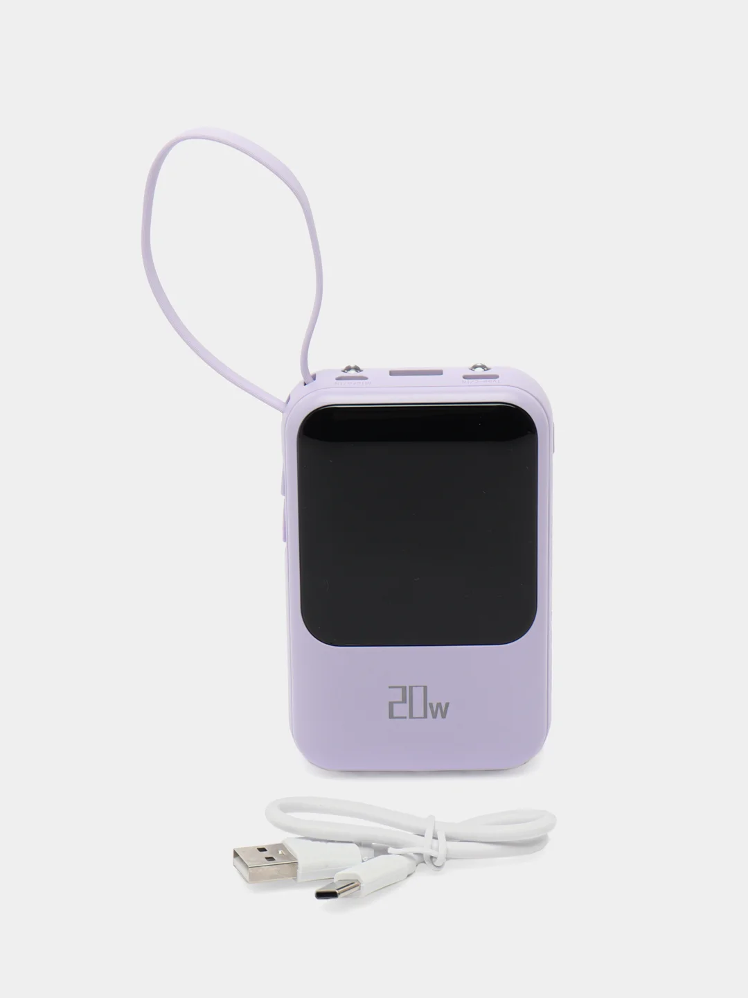 Лавандовый внешний аккумулятор портативный повербанк powerbank 10000 mAh, зарядка на Айфон, Андроид