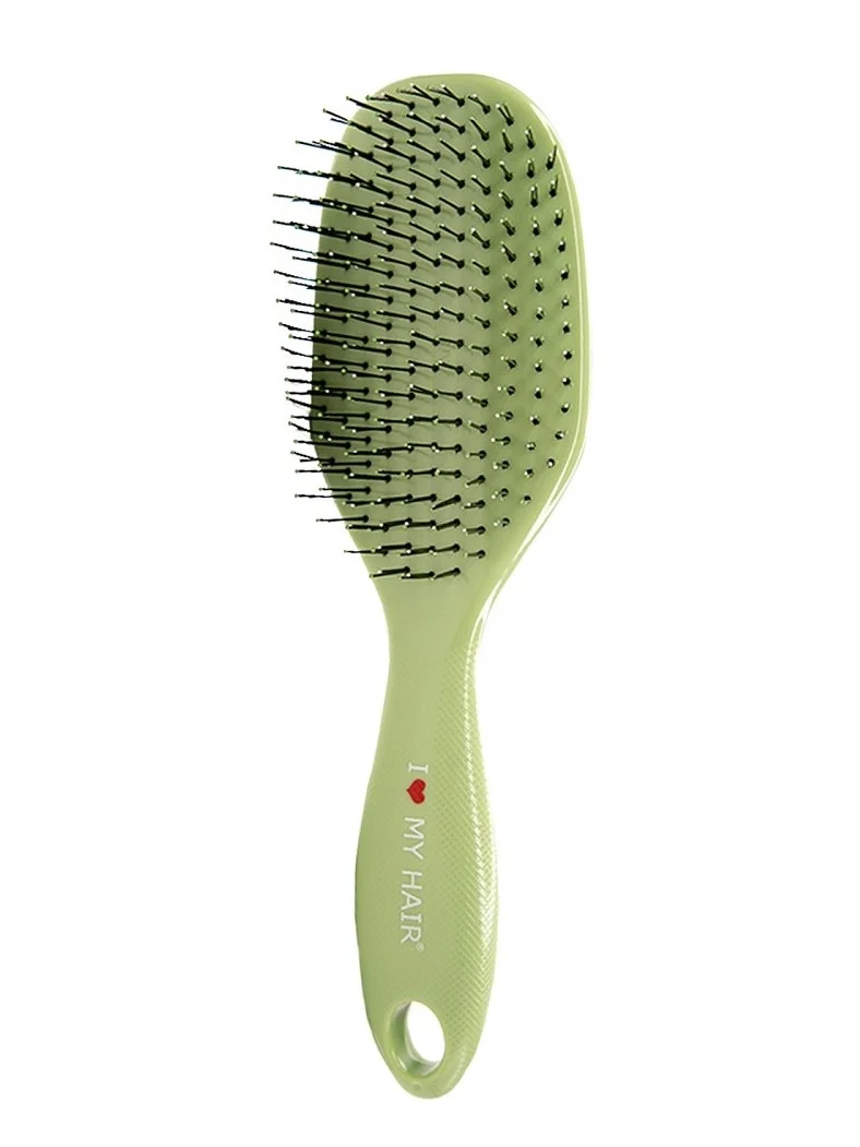 Зеленый i LOVE MY HAIR / Расческа, щетка для волос Spider Classic 1502 глянцевая, размер L