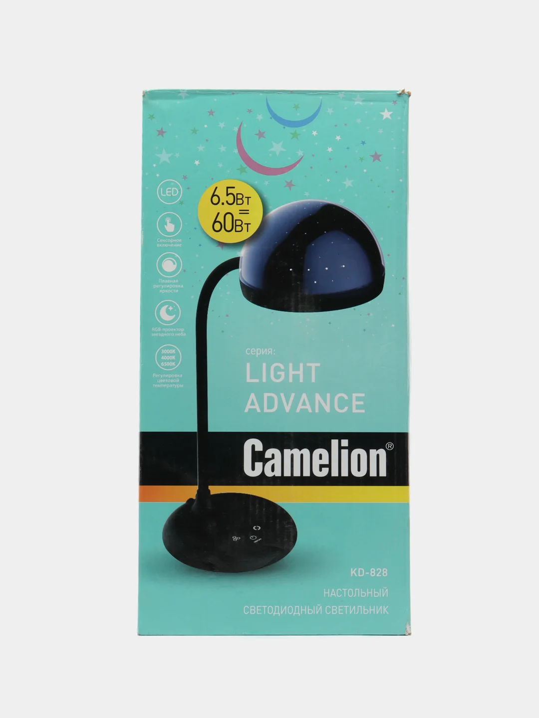 Настольный светильник лампа Camelion KD-828 C02 черный LED, RGB-ночник Звездное небо
