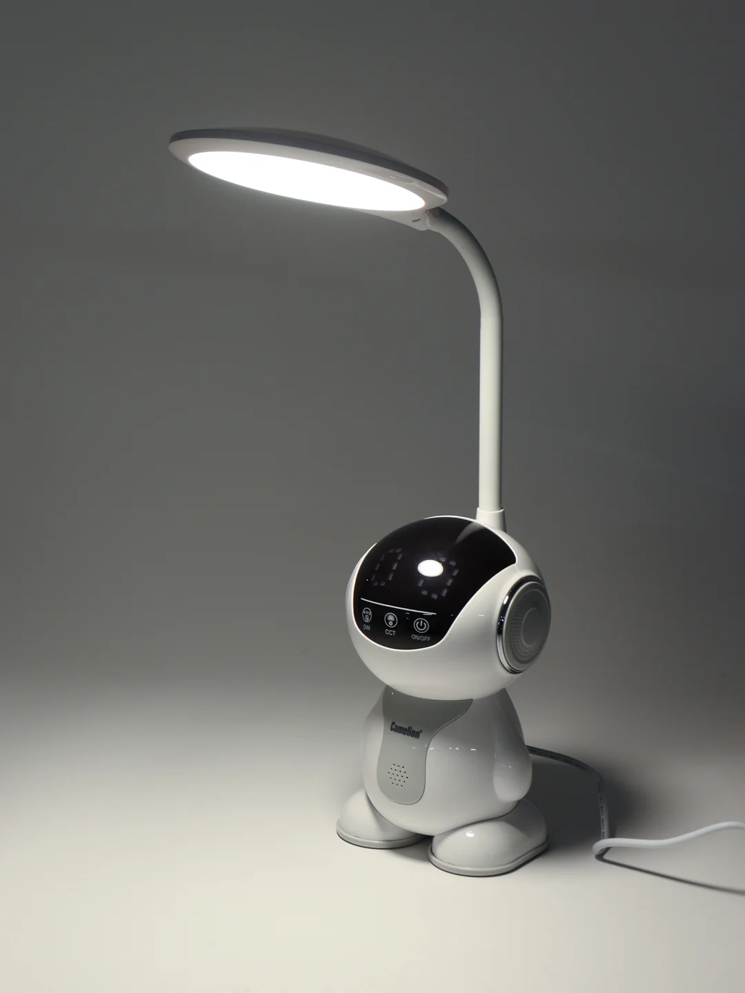 Светильник настольный Camelion KD-858 C01 белый+серый, LED, робот