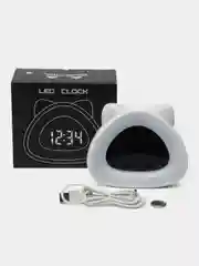 Креативные часы будильник настольные, с ушками, с подсветкой, USB