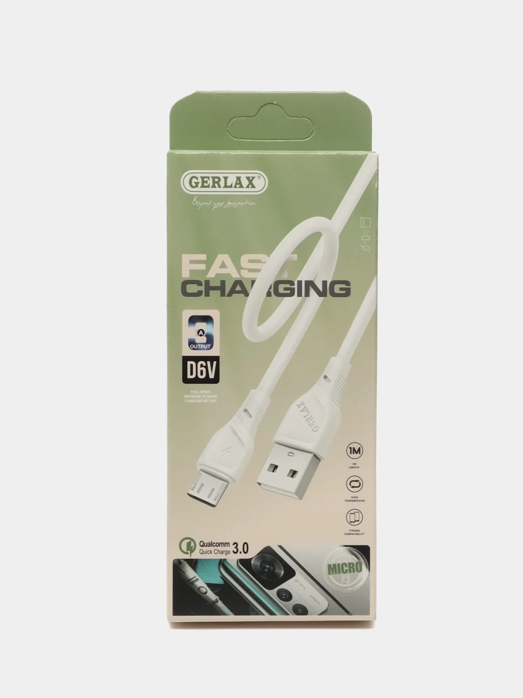 Кабель с быстрой зарядкой, 3 ампера (1m, Micro-USB/Type-C/Lightning) для Android и iPhone