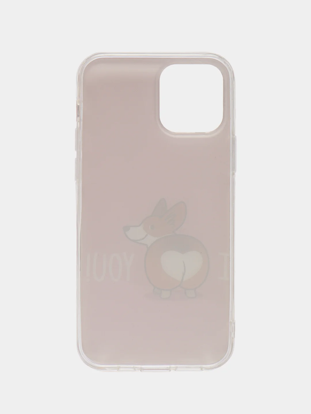 Розовый силиконовый чехол накладка Корги "I Loe You" для iPhone 12 / 12PRO