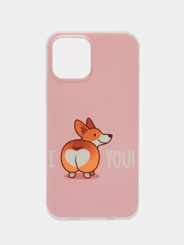 Силиконовый чехол накладка Корги "I Loe You" для iPhone 12 / 12PRO