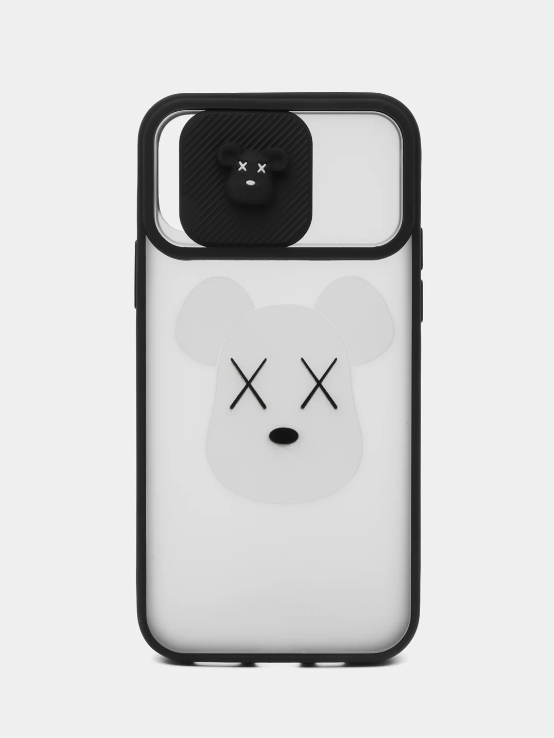 Белый силиконовый чехол с собакой KAWS с защитой камеры для iPhone 12 / 12PRO