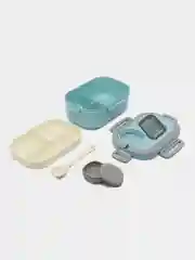 Ледяной ланч-бокс для хранения еды , контейнер для продуктов 850ml, 3 отсека, соусница, ложка