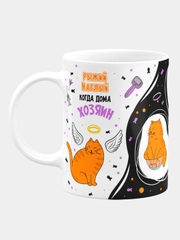 Кружка керамическая, с надписью "Когда дома один кот. Рыжий"