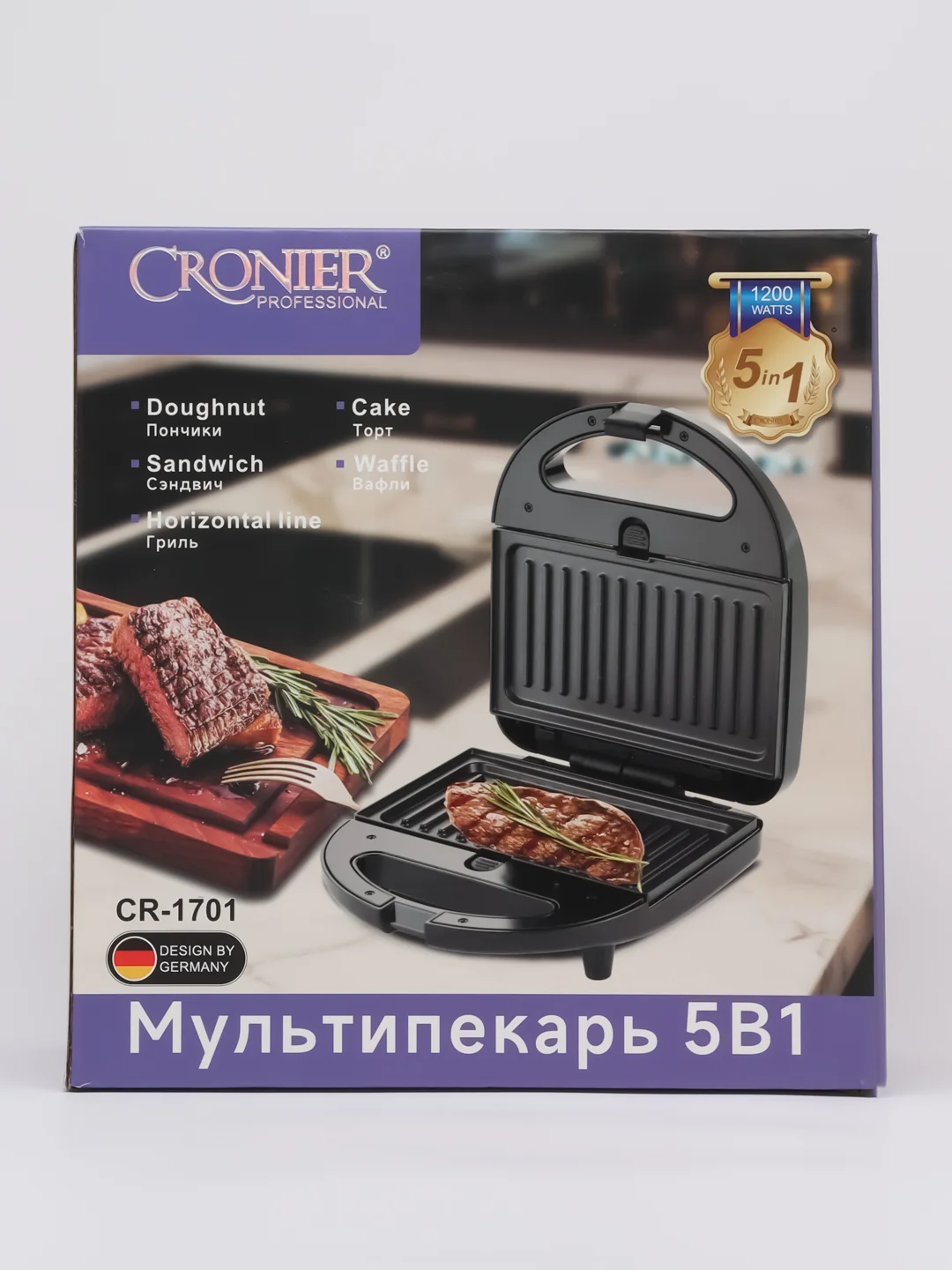 Мультипекарь 5 в 1 CR-1701 1200 Вт, вафельница, гриль, бутербродница, прибор для выпечки