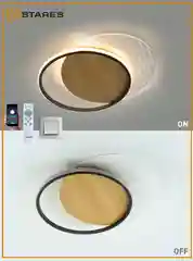 Черный управляемая потолочная люстра светодиодная с пультом Estares AMATO wood 60W круг,до 20кв.м