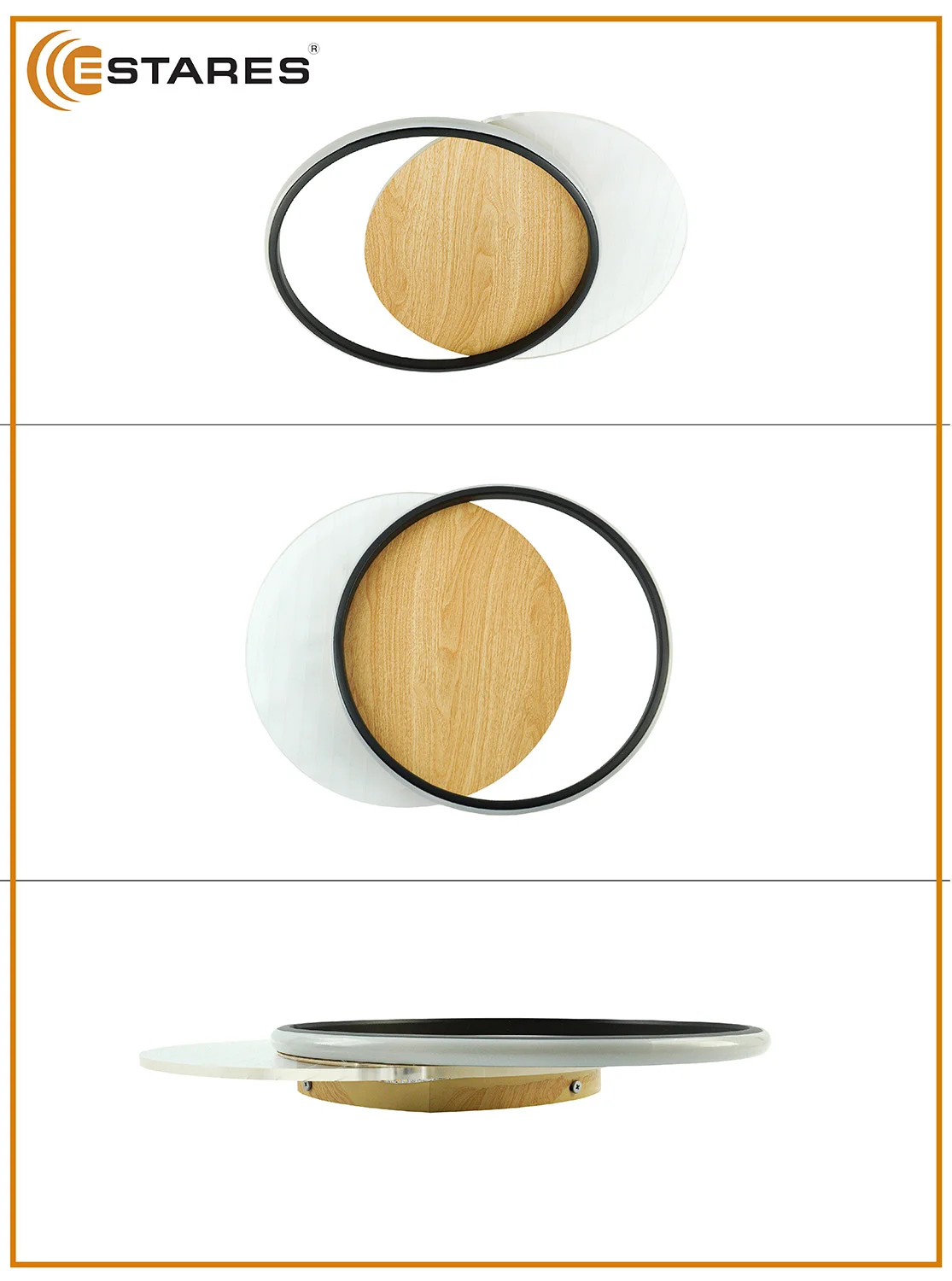 Черный управляемая потолочная люстра светодиодная с пультом Estares AMATO wood 60W круг,до 20кв.м