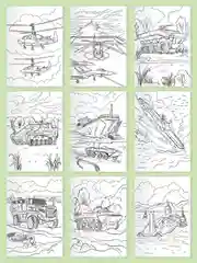 Раскраска большая для мальчиков "Военная техника" 340х485 мм. 20 листов. Проф-Пресс