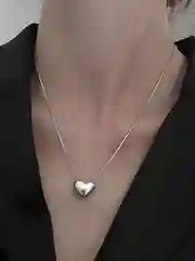 Серебряный цепочка на шею с подвеской, с кулоном сердце, ожерелье, чокер