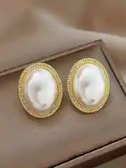 Слоновая кость серьги винтажные с жемчугом Old money, бижутерия, классические