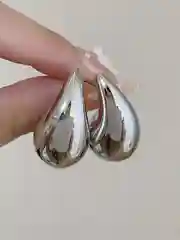 Серый серьги капли женские, крупные гвоздики, под серебро и золото, бижутерия