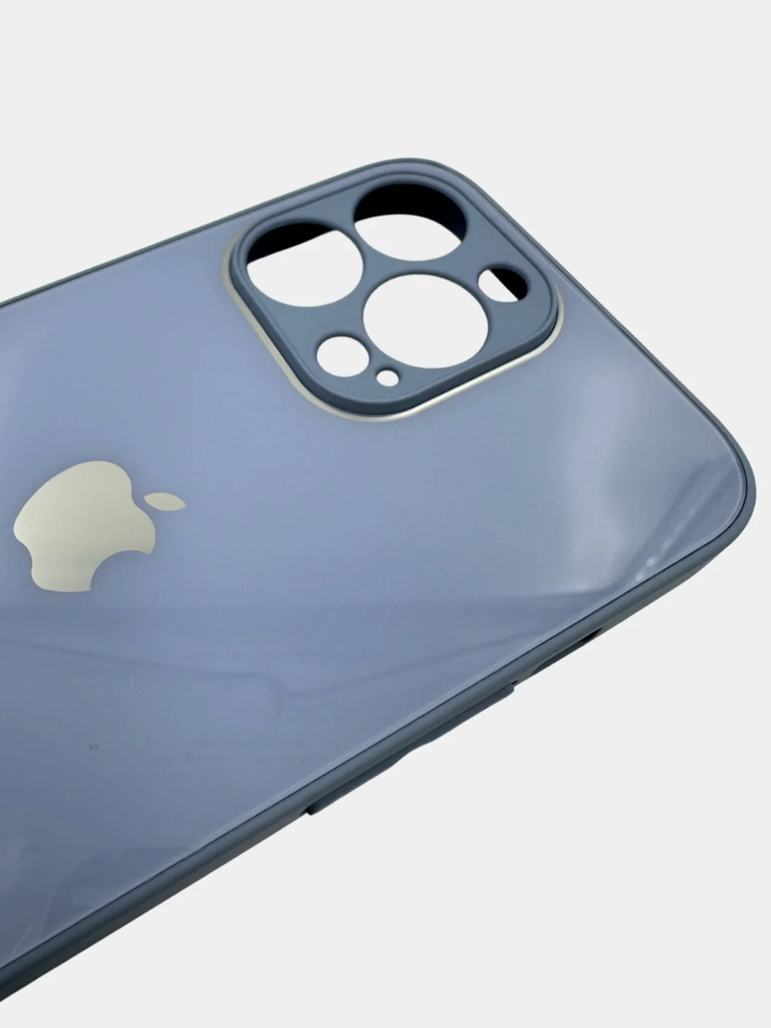 Голубой чехол для айфон со стеклянной панелью iPhone 11, 12, 13, 14, Pro, 12 Pro Max, 14 Pro