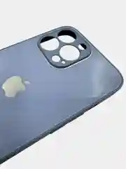 Голубой чехол для айфон со стеклянной панелью iPhone 11, 12, 13, 14, Pro, 12 Pro Max, 14 Pro