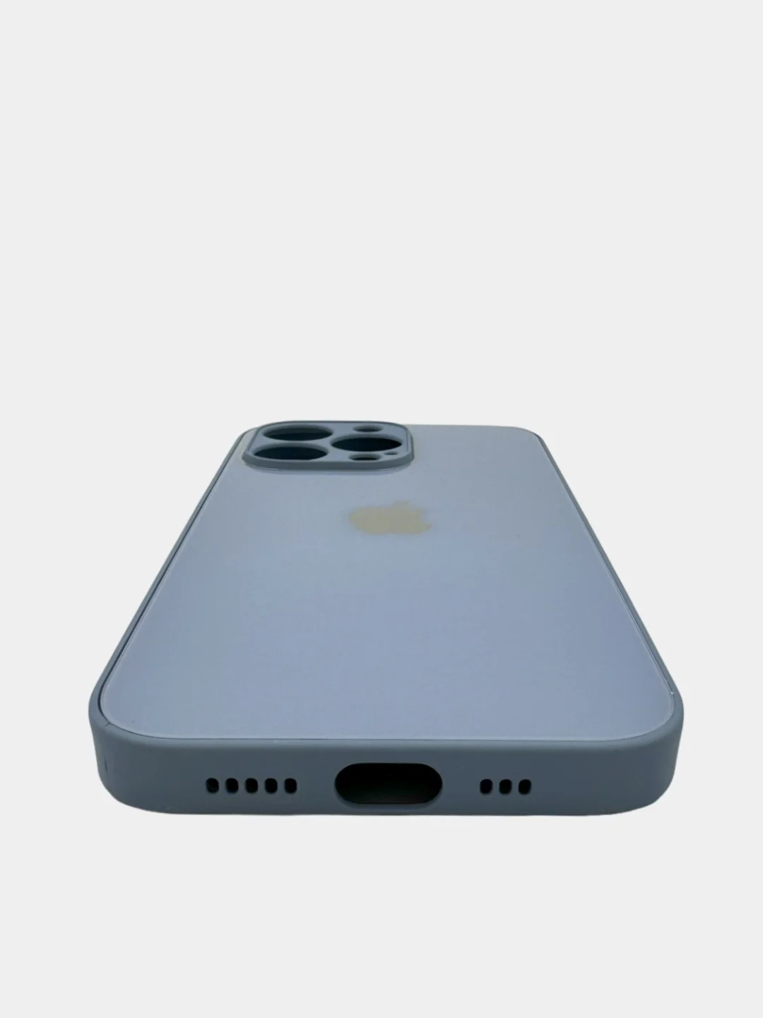Голубой чехол для айфон со стеклянной панелью iPhone 11, 12, 13, 14, Pro, 12 Pro Max, 14 Pro