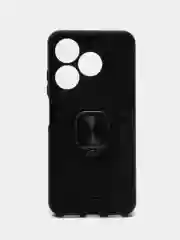 Угольный чехол Tecno Spark 10 / 10C, Спарк 10С противоударный, с металлической подставкой-кольцом