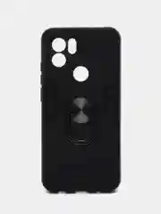 Угольный чехол Xiaomi Redmi A1 Plus A2+ Poco C51 противоударный, с металлической подставкой кольцом