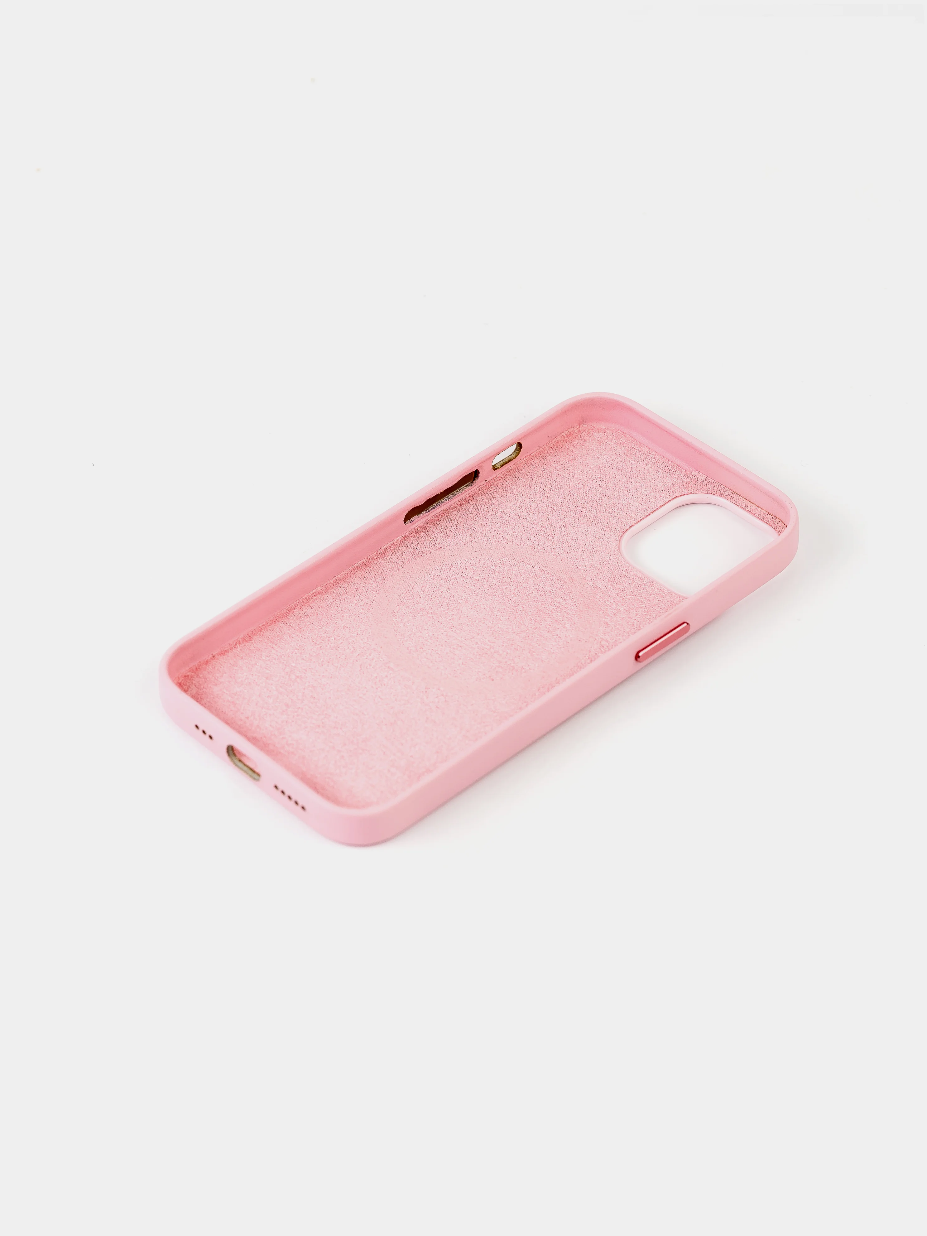 Розовый кожаный чехол для iPhone 14 Leather Case с MagSafe