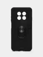 Угольный чехол Huawei Nova Y91 / Хуавей Нова У91 противоударный, с металлической подставкой-кольцом