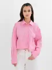 Розовый рубашка, блузка женская укороченная