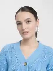 Серебряный серьги на Новый год с цепочкой двойная