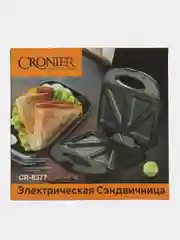 Черный электрическая сэндвичница CR-8377/ бутербродница, электрогриль, с антипригарным покрытием