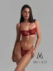 Багровый комплект женского нижнего белья, кружевной