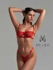 Красный комплект женского нижнего белья, кружевной