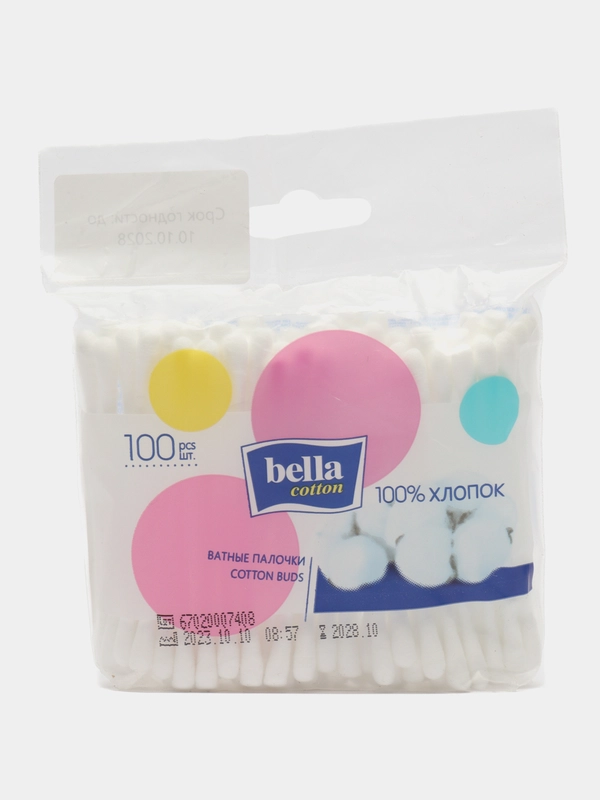 Ватные палочки Bella Cotton, 100шт. хлопок 100%