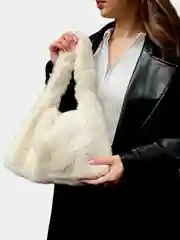 Молочный женская плюшевая сумка тоут, через плечо