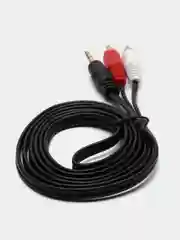 Хром аудио кабель AUX тюльпаны 3.5 мм RCA 2 (папа) - 3.5 Jack (папа), от 1м и до 20м