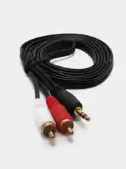 Хром аудио кабель AUX тюльпаны 3.5 мм RCA 2 (папа) - 3.5 Jack (папа), от 1м и до 20м