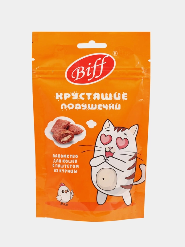 Хрустящие подушечки TiTBiT Biff для кошек, с паштетом из курицы, 60 г