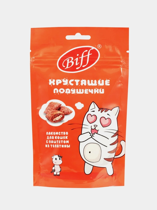 Хрустящие подушечки TiTBiT Biff для кошек, с паштетом из телятины, 60 г