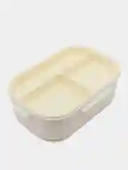 Белый ланч-бокс для хранения еды , контейнер для продуктов 850ml, 3 отсека, соусница, ложка
