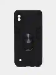 Угольный чехол для Samsung Galaxy A10, Самсунг Галакси А10 с металлической подставкой