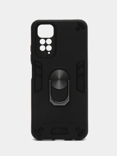 Серый чехол противоударный Xiaomi Redmi Note 11 4G, Note 11S, Нот 11С с металлической подставкой
