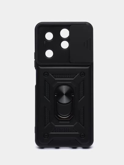 Чехол Infinix Hot 40, Hot 40 Pro противоударный, с металлической подставкой кольцом