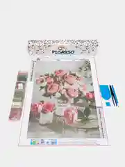 Коричневый алмазная мозаика 30х40 см "Цветы"  без подрамника
