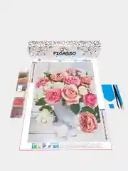 Белый алмазная мозаика 30х40 см "Цветы"  без подрамника