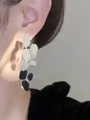 Серебряный женские абстрактные крупные массивные серьги