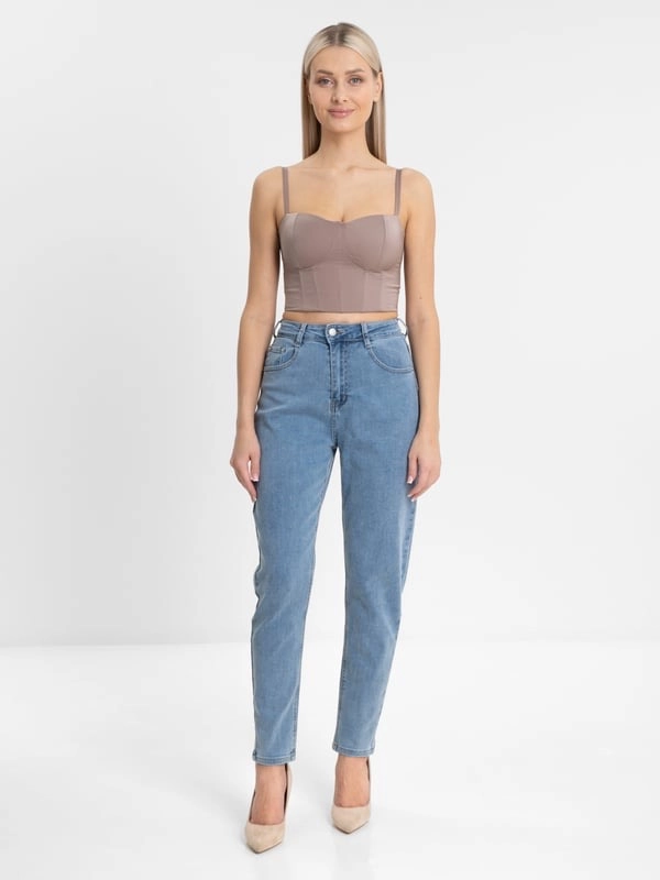 Джинсы женские mom fit с высокой посадкой, голубые и черные МОМ