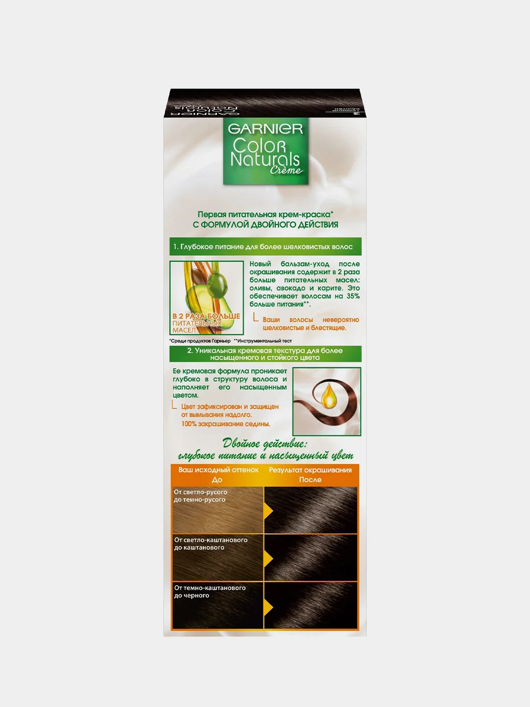 Стойкая крем-краска для волос GARNIER Color Naturals, тон 3 темный каштан, 110 мл