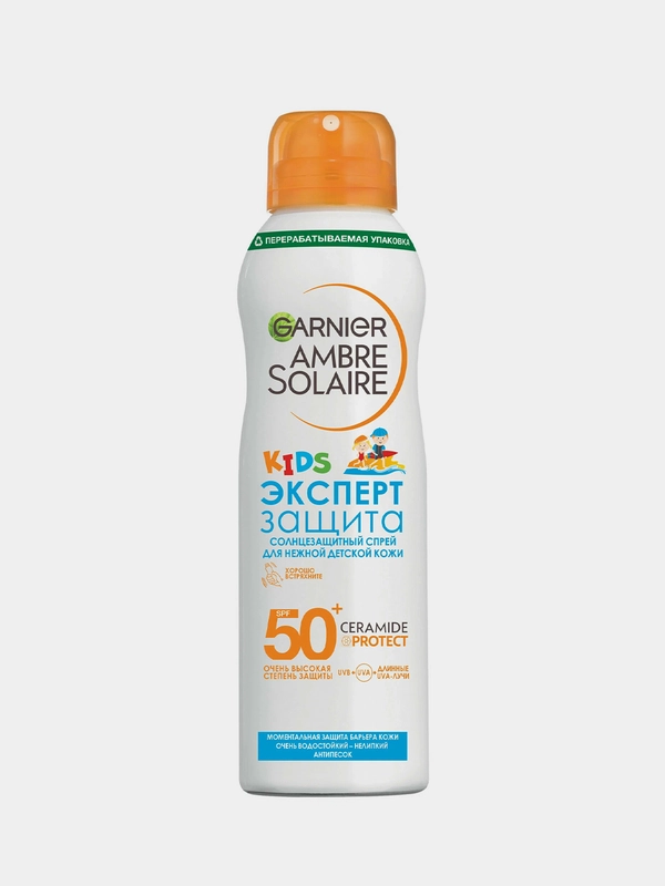 Детский спрей сухой солнцезащитный GARNIER Ambre Solaire KIDS анти-песок SPF 50, 150 мл