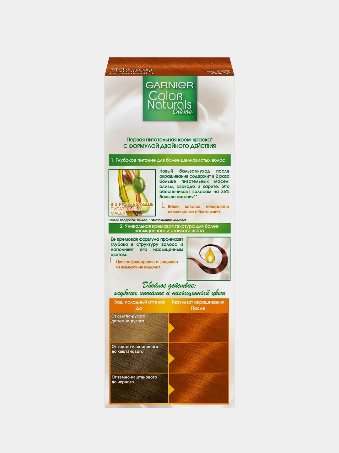 Стойкая крем-краска GARNIER Color Naturals для волос, тон 7.40, Пленительный медный