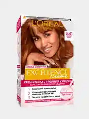 Стойкая крем-краска для волос LOreal Paris "Excellence", оттенок 6.41, элегантный медный