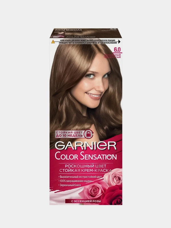 Стойкая крем-краска для волос Garnier Color Sensation, тон 6.0, темно-русый, 110 мл