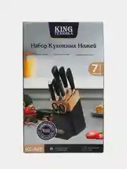 Черный набор кухонных ножей c подставкой, 8 предметов KING
